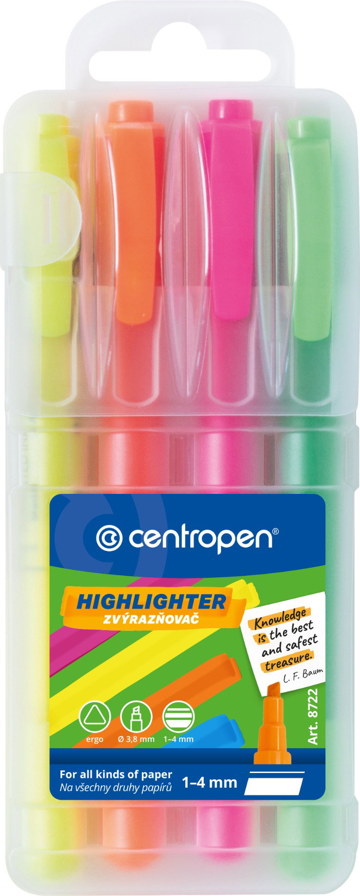 Centropen 8722/4 Szövegkiemelő szett tokban