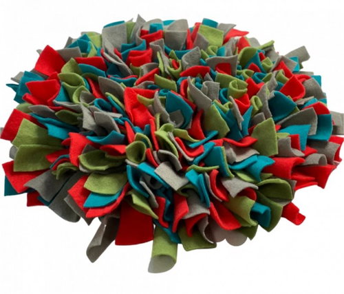 Sniffing rug Grey-red-green-turquoise Size: 45x30cm - Snuffle Mat - Main image
