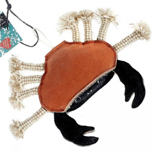 Green & Wild's Extra durable crab Karlos made of cowhide and jute - 30 cm - Dog Toy - Main image