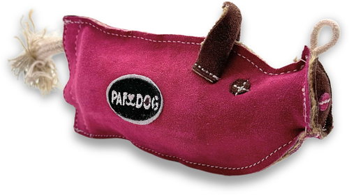 PafDog Piglet Pinky made of leather and jute - 28 cm - Dog Toy - Main image