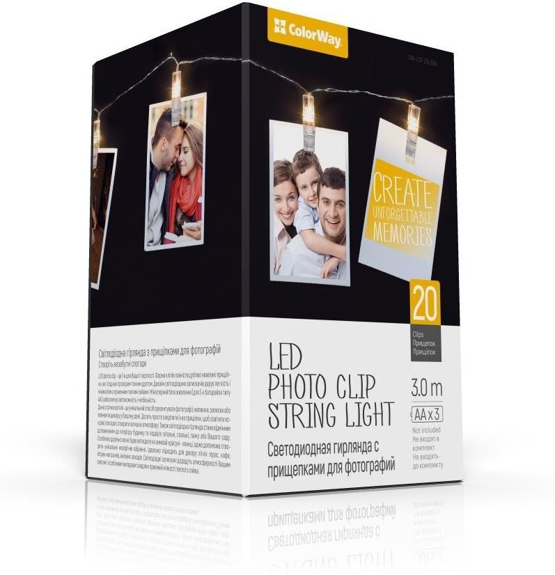 ColorWay CW-LCP-20L30B, Parti fotócsipeszek, 20x LED, 3 m, 3x AA