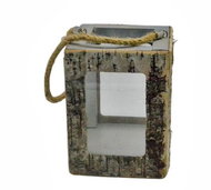 4DAVE decorative glass lantern with wooden frame, 14 × 14 × 16 cm - Lantern