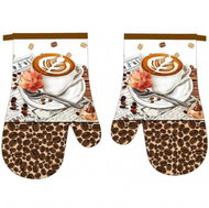 Praktik kitchen mitt coffee with flower, 18 × 27 cm - Oven Mitt
