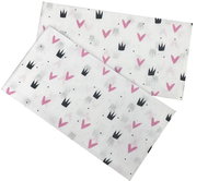 PREM INTERNATIONAL Bamboo diaper 70×70 cm - Crowns and hearts pink (pack of 5) - Cloth Nappies