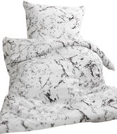 Jerry Fabrics Linen microflannel Marble white 140 × 200, 70 × 90 cm - Bed Linen
