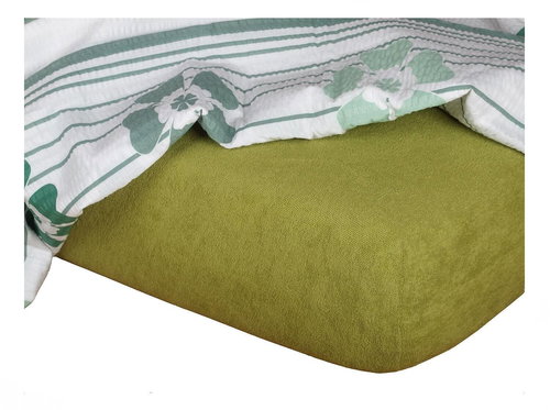 Dadka Terry bed sheet olive 90×200×15 cm - Bedsheet - Main image