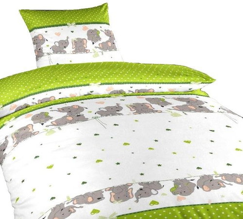 Dadka Cotton bed linen Elephants kiwi 90×130, 45×60 cm - Bed Linen - Main image