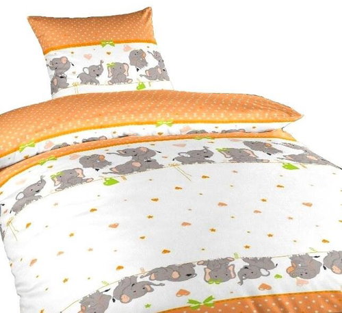 Dadka Cotton bed linen Elephants orange 90×130, 45×60 cm - Bed Linen - Main image
