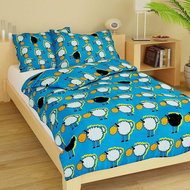 Dadka Povlečení bavlna Stádo oveček modré 90×130, 45×60 cm - Povlečení