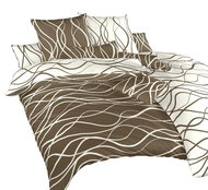 Dadka Povlečení bavlna Vlny banánové/hnědé DUO 140×200, 70×90 cm - Povlečení
