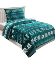 Jahu Povlečení mikroflanel Vločka petrolej 140×200, 70×90 cm - Povlečení