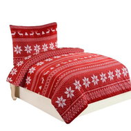 Jahu Povlečení mikroflanel Winter red 140×200, 70×90 cm - Povlečení