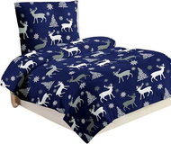 Jahu Povlečení mikroflanel Jelen modrý 140x200, 70x90 cm - Povlečení