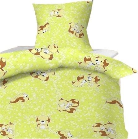 Hybler Textiles Cotton Bed Linen Puppy Green 90x130, 45x60cm - Children's Bedding - Main image
