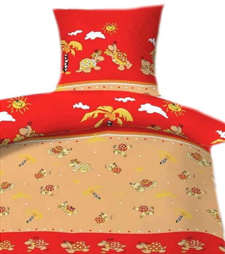 Hybler Textiles Cotton Bed Linen Turtles Red 90x130, 45x60cm - Children's Bedding - Main image