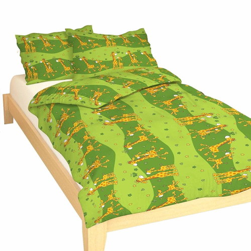 Dadka Cotton Bed Linen Giraffe Green 90x130, 45x60cm - Children's Bedding - Main image