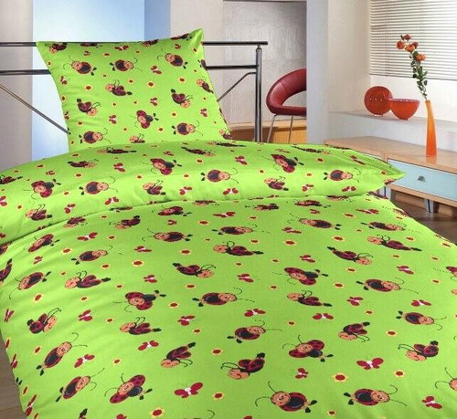 Dadka Crepe Bed Linen Ladybug Green 90x130, 45x60cm - Children's Bedding - Main image