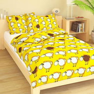 Dadka Crepe Bed Linen Sheep Flock Yellow 90x130, 45x60cm - Children's Bedding