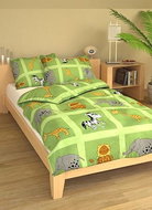 Dadka Crepe Bed Linen Zebra on Green 90x130, 60x45cm - Children's Bedding