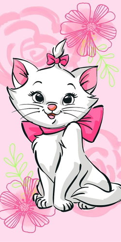 Jerry Fabrics Marie Cat "Pink flower" 70x140 cm - Children's Bath Towel - Main image