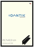 DANTIK frame 29,7 × 42, ALU profile 7269 Black glossy plexi clear - Photo Frame