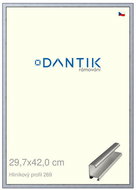 DANTIK frame 29,7 × 42, ALU profile 7269 Silver brushed plexi clear - Photo Frame
