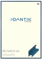 DANTIK frame 29,7 × 42, ALU profile 6030 veneer coloured blue winged plexi clear - Photo Frame