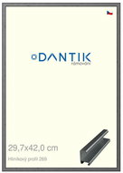 DANTIK frame 29,7 × 42, ALU profile 7269 Grey brushed plexi clear - Photo Frame