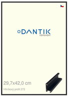 DANTIK frame 29,7 × 42, ALU profile 7273 Black matt plexi clear - Photo Frame