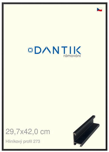 DANTIK frame 29,7 × 42, ALU profile 7273 Black matt plexi clear - Photo Frame - Main image