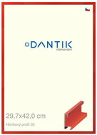 DANTIK frame 29,7 × 42, ALU profile 6035 veneer coloured red cherry plexi clear - Photo Frame