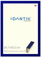 DANTIK frame 29,7 × 42, PERLA blue glossy high plexi clear - Photo Frame