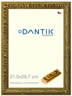 DANTIK frame 21 × 29,7, Old gold with ornament glass clear - Photo Frame