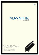 DANTIK frame 21 × 29,7, ALU profile 7269 Black glossy glass clear - Photo Frame