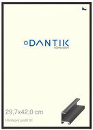 DANTIK frame 29,7 × 42, ALU profile 6001 Black matt plexi clear - Photo Frame