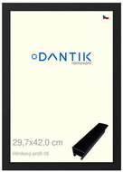 DANTIK frame 29,7 × 42, ALU profile 7005 Black matt plexi clear - Photo Frame