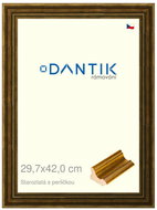 DANTIK frame 29,7 × 42, Old gold with pearl plexi clear - Photo Frame