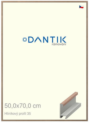 DANTIK frame 50 × 70, ALU profile 6035 Walnut veneer raw plexi clear - Photo Frame - Main image