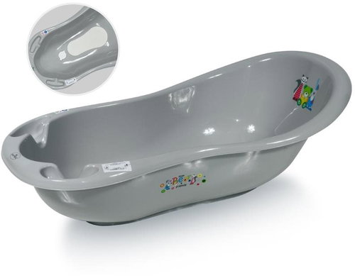 Baby bath tub Lorelli 100 CM with anti-slip mat GREY LITTLE BEAR - Baby Bathtub - Main image