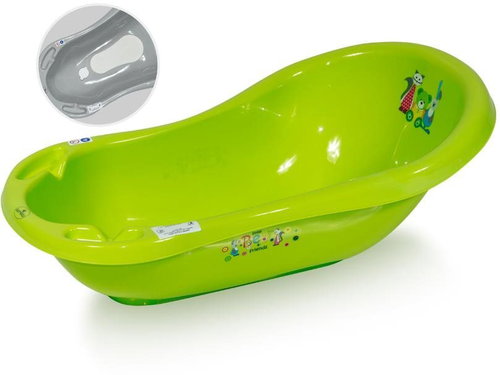 Lorelli 84 CM baby bath tub with stopper and non-slip mat GREEN LITTLE BEAR - Baby Bathtub - Main image