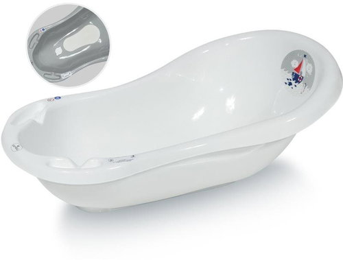 Lorelli 84 CM baby bath tub with stopper and anti-slip pad WHITE OCEAN - Baby Bathtub - Main image