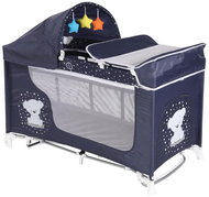Travel cot and playpen 2in1 Lorelli MOONLIGHT ROCKER with rocking function DARK BLUE TEDDY BEAR - Travel Bed