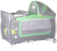 Travel cot Lorelli DANNY 2 LAYERS ROCKER GREY&GREEN ZA ZA - Travel Bed