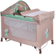 Travel cot and playpen 2in1 Lorelli SAN REMO ROCKER with rocking function BEIGE&GREEN BEAR - Travel Bed