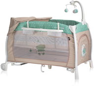 2in1 Lorelli I'LOUNGE ROCKER travel cot and playpen with rocking function GREEN&BEIGE MOON BEAR - Travel Bed