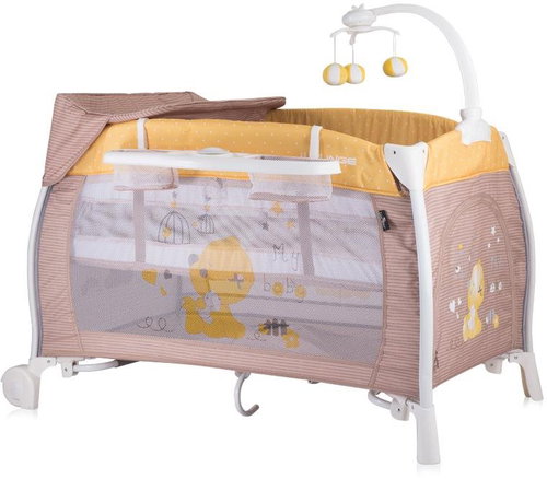 Lorelli I'LOUNGE ROCKER 2in1 travel cot and playpen with rocking function BEIGE&YELLOW MY BABY - Travel Bed - Main image