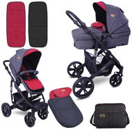 Stroller Lorelli VERSO (2-in-1) + Carrycot + Stroller Bag BLACK&RED - Baby Buggy