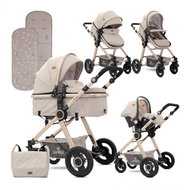 Stroller Lorelli ALEXA (3-in-1) + Carrycot + Stroller Bag BEIGE TRIANGLES - Baby Buggy
