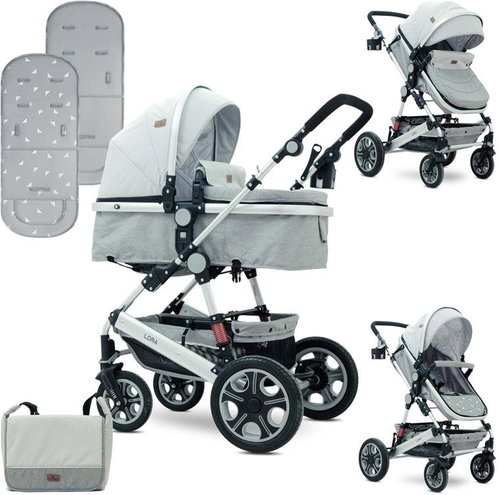 Stroller Lorelli LORA GREY TRIANGLES + Stroller Bag - Baby Buggy - Main image