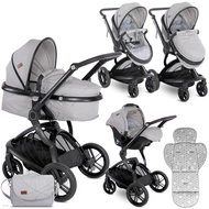 Stroller Lorelli LUMINA (3-in-1) + Carrycot + Stroller Bag GREY - Baby Buggy